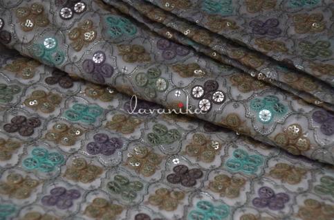 Sequin work, Thread Embroidery on Dyeable Georgette Fabric 337032MFTRFD
